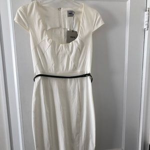 NWT ASOS MIDI Pencil Dress with Belt—white